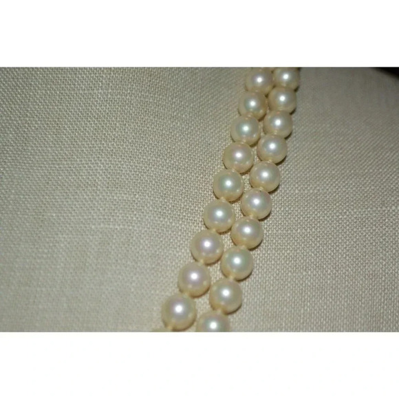 VENDOME Faux Glass Pearl Clear Rhinestone Wedding Dual Strand Necklace Vintage - Picture 3 of 5